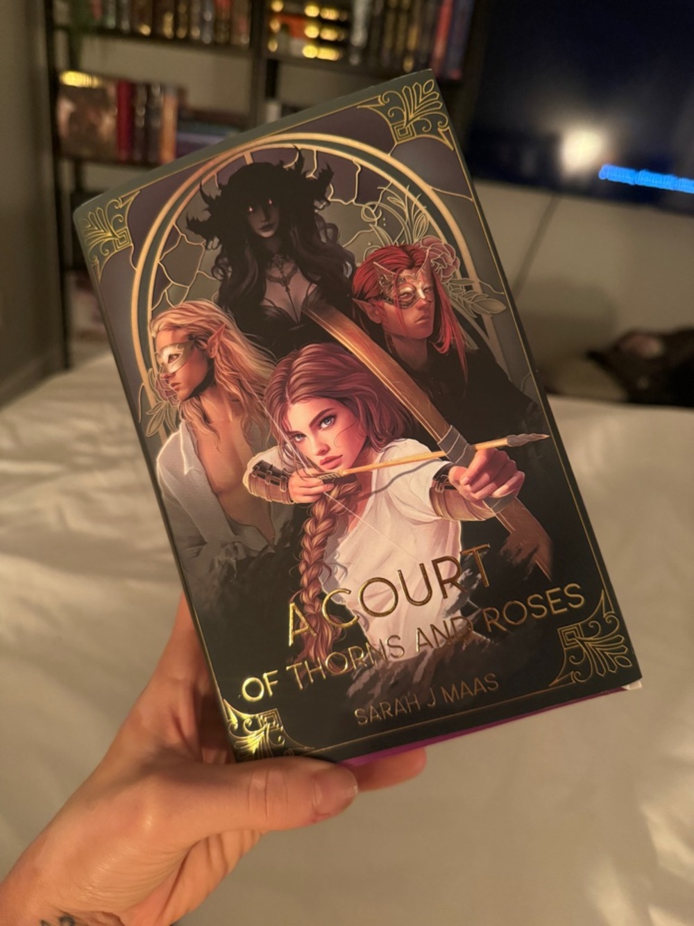 A Court of Thorns and Roses dustjacket- Pink & Gold Illustrated Cover